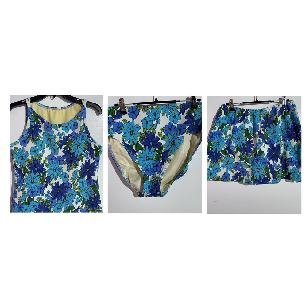Lands End 3 Piece Swim SET 16 Floral Beach Resort Cruise Pool Tropical Vacation